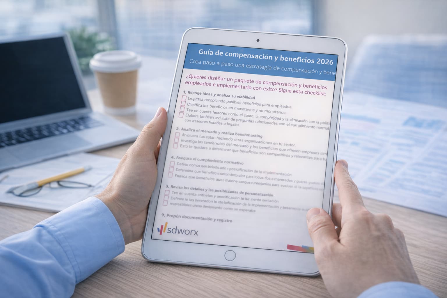 Man on tablet with Hospitality eBook