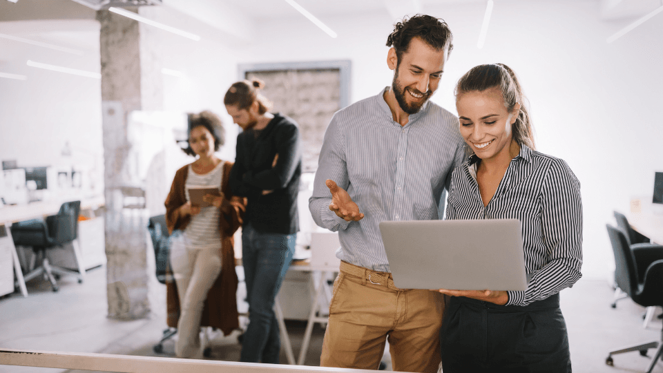Man and woman working together
